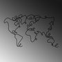 Wallity World Map Escultura de Pared de Metal Negra